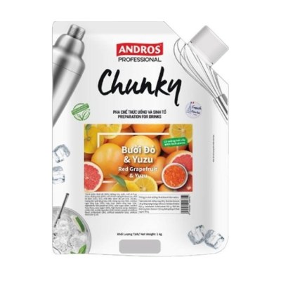 ANDROS PROFESSIONAL CHUNKY BƯỞI ĐỎ & YUZU TÚI 1KG/ CHUNKY RED GRAPEFRUIT & YUZU 1KG