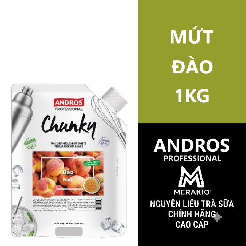 ANDROS PROFESSIONAL MỨT CHUNKY ĐÀO TÚI 1KG/ PEACH CHUNKY